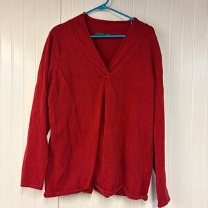 Eddie Bauer Women's Red V-Neck Long Sleeve Sweater XXL